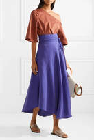 Thumbnail for your product : Apiece Apart Rosehip Tencel And Linen-blend Wrap Midi Skirt - Purple