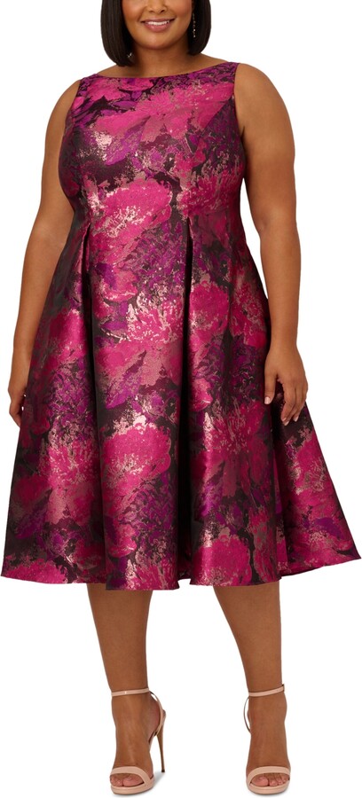 Adrianna Papell Plus Size Metallic Jacquard Fit & Flare Dress - ShopStyle
