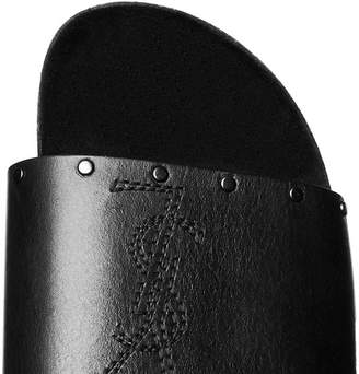 Saint Laurent Studded Leather Slides - Men - Black