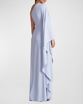 Thumbnail for your product : Halston Ariella Draped One-Shoulder Crepe Gown