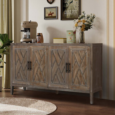 Ebern Designs 4 Door Wooden Twill Sideboard American Country Vintage