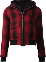 Thumbnail for your product : R 13 Plaid Hoodie Bomber Jacket