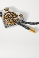 Thumbnail for your product : Alexander McQueen Heart Woven Leather, Silver And Gold-tone Crystal Bracelet