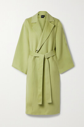 Theory Belted Wool And Cashmere-blend Coat - Green