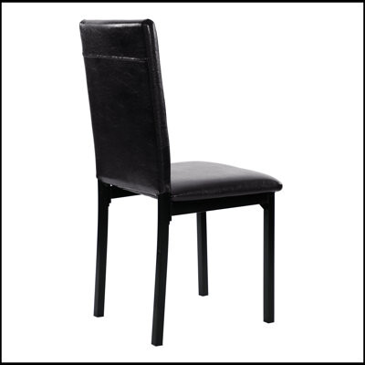 Corrigan Studio Set of 4 Modern Metal Frame Chairs with Brown Faux Leather Seats and Metal Finish for Stylish Dining and Living Spaces