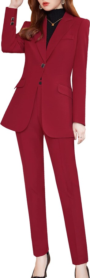 SUSIELADY Women's Two Pieces Blazer Suits Solid Work Pants Suit for Women  Casual Business Office Lady Suits Set - ShopStyle