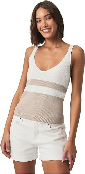 Splendid Octavia Sweater Tank Top Women's Sweater Fawn Block Stripe : XS (Women's 0-2), Cashmere/Nylon/Polyester