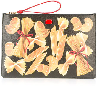 Dolce & Gabbana pasta print clutch bag - women - Calf Leather - One Size