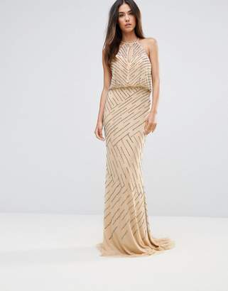Forever Unique All Over Embellished Maxi Dress With Drape Back