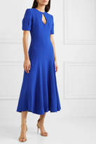 Thumbnail for your product : Emilia Wickstead Ludovica Cutout Pleated Wool-crepe Midi Dress - Midnight blue