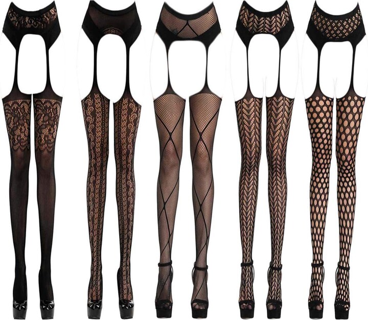 Simply Joshimo Diamond Patterned Black Footless Fishnet Tights in