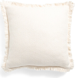 20x20 Meditation Cozy Pillow With Fringe Trim | Polyester/Cotton