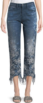 3x1 W3 Higher-Ground Straight-Leg Cropped Jeans w/ Distressed Sides