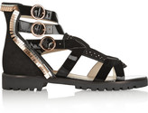 Thumbnail for your product : Webster Sophia Marnee embellished suede and patent-leather sandals