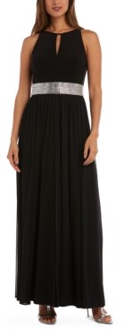 r & m richards petite embellished illusion gown