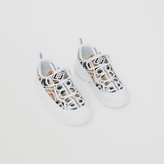 Burberry Childrens Vintage Check Cotton and Leather Sneakers