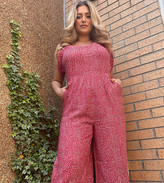 Thumbnail for your product : Wednesday's Girl Curve relaxed jumpsuit in ditsy floral