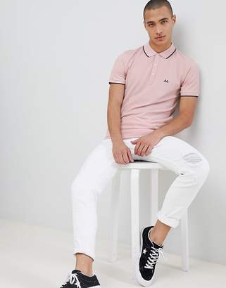 Lindbergh Tipped Polo Shirt In Pink