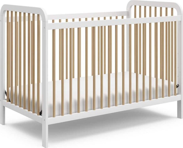 Stork Craft Pasadena White with Driftwood 3-in-1 Convertible Crib