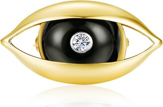 ZEEMOU ZENG Fine Jewellery - The Eye Unisex Brooch 18 Karat Yellow Gold Onyx Emerald Diamond