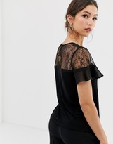 Thumbnail for your product : Forever New lace detail short sleeve blouse in black