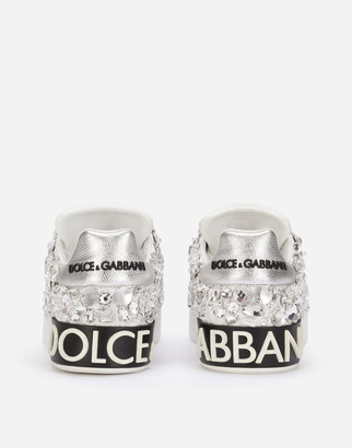 Dolce & Gabbana Calfskin nappa Portofino sneakers with all-over embroidery