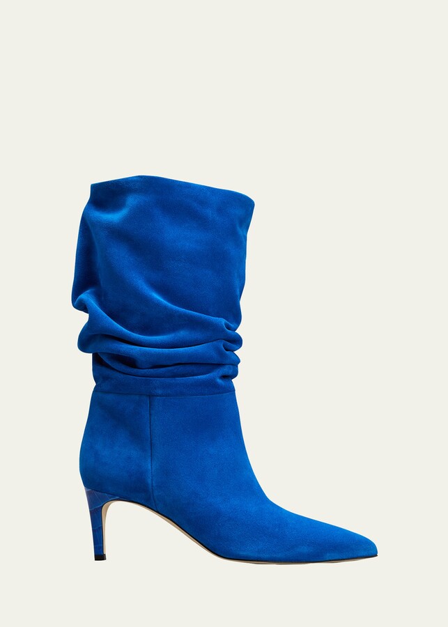 blue suede booties womens