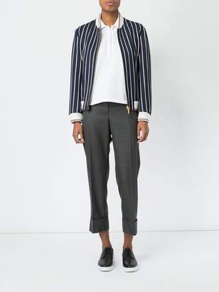 Thom Browne Classic Varsity Jacket With Broderie Anglaise Tennis Crest In Bold Blazer Stripe Wool/Cotton