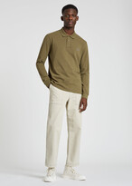 Thumbnail for your product : Paul Smith Men's Khaki Marl Cotton Zebra Logo Long-Sleeve Polo Shirt