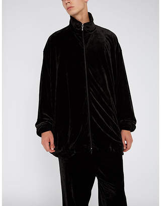 Balenciaga Mens Black Oversized Velour Jacket