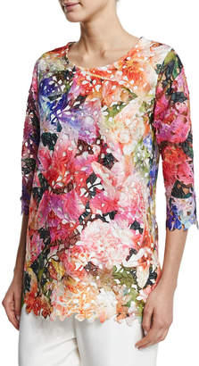 Caroline Rose 3/4-Sleeve Floral Lace Top, Plus Size