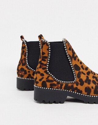 Truffle Collection flat chelsea boots in leopard