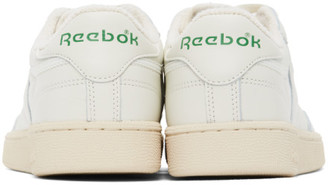 Reebok Classics Off-White and Green Club C 85 Vintage Sneakers