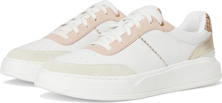 Cole Haan Grandpro Carissa Sneakers Women's Shoes White/Silver Birchsuede/Soft Gold : 6.5 B - Medium, Leather/Rubber