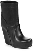 Thumbnail for your product : Rick Owens Leather Mid-Calf Wedge Boots