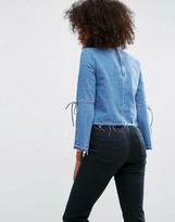 Thumbnail for your product : ASOS Denim Top with Split Sleeves and Let Down Hem