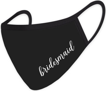 Wedding Face Mask, Bridesmaid Design, Black Cloth Face Masks With 1 Replaceable PM 2.5 Protection Filter
