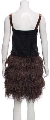 Lanvin Sleeveless Feather Mini Dress