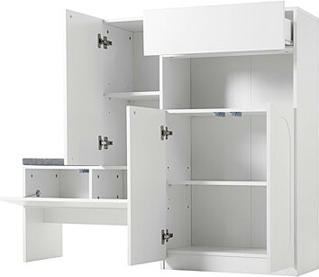 2-in-1 Shoe Cabinets with Soft Cushion, Modern Storage Bench with Arched Doors & Rebound Devices, Versatile Shoe Rack Organizer with Adjustable Shelve