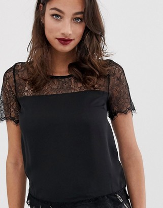 Lipsy lace top in black - ShopStyle