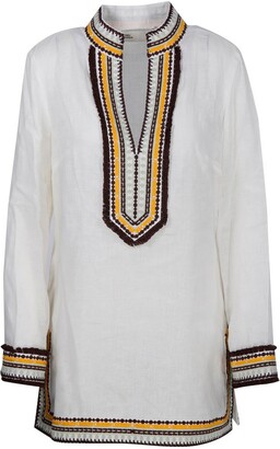 Tory Burch Embroidered Long-Sleeved Mini Dress