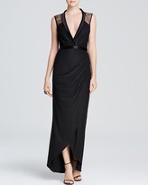 Thumbnail for your product : ABS by Allen Schwartz Gown - Deep V Neck Sleeveless Illusion Lace Panel