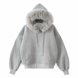 Rikay Women Fashion Long Sleeve Hooded Sweatshirt Top Pullover Jumper for Autumn Winter Hooded Sweat Coat Size 12-20 UK 