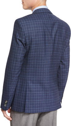 BOSS Hutsons Plaid Slim-Fit Wool Sport Coat, Blue