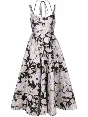 Erdem Rea floral-jacquard flared dress
