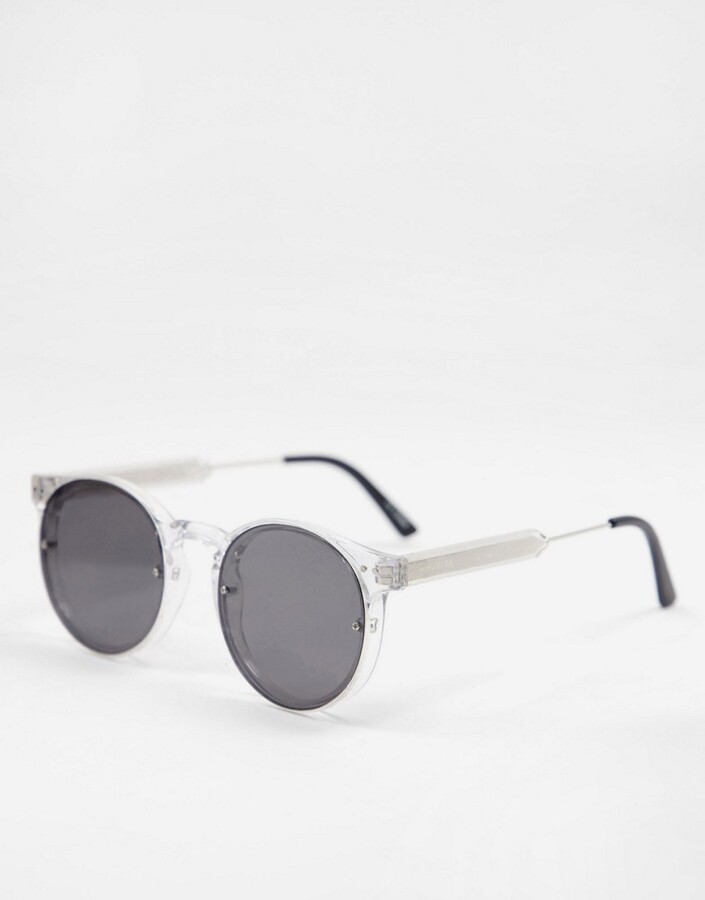 Spitfire Post Punk round sunglasses in clear with black lens - ShopStyle