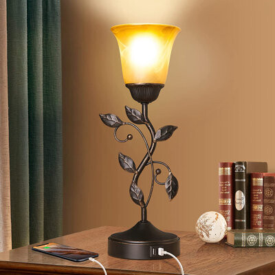 Amber Glass Table Lamps The, Amber Mica Table Lamp With Usb Port