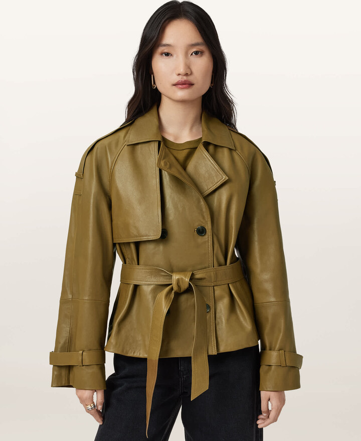 AllSaints Reed Cropped Leather Trench