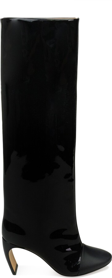 Black Banana Heel 80mm Large Knee-High Boots