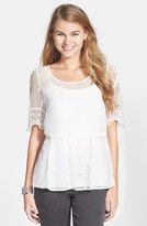 Thumbnail for your product : Frenchi Lace Panel Blouse (Juniors)